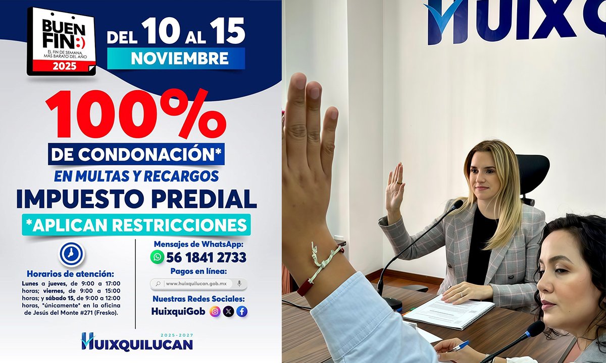 Huixquilucan ofrece descuentos en predial en el Buen Fin 2025