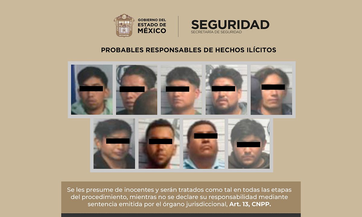 Detienen a nueve en Xonacatlán por extorsión y drogas