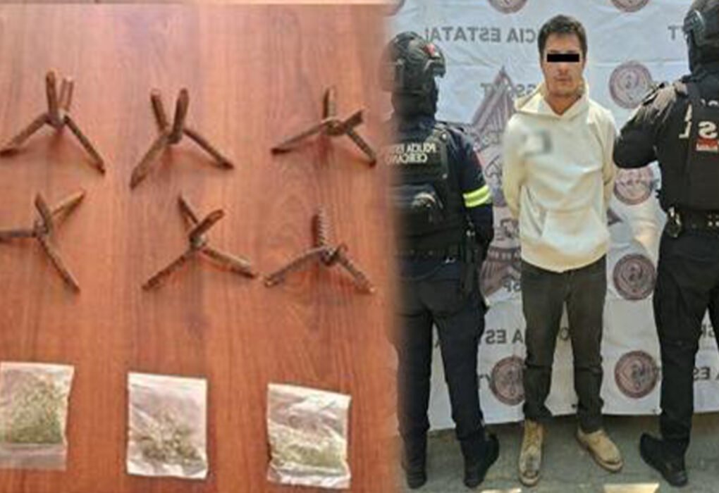 Cae motociclista con droga y poncha llantas en Coatepec Harinas