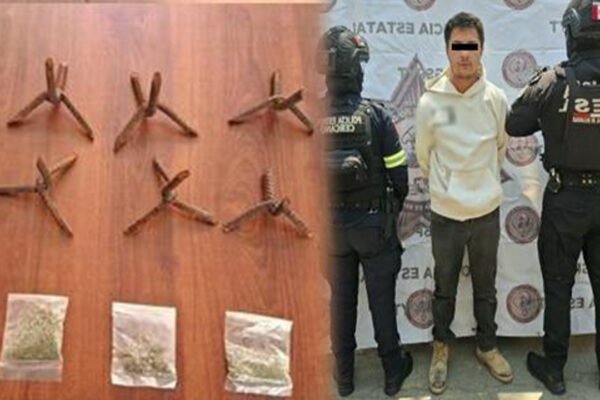 Cae motociclista con droga y poncha llantas en Coatepec Harinas