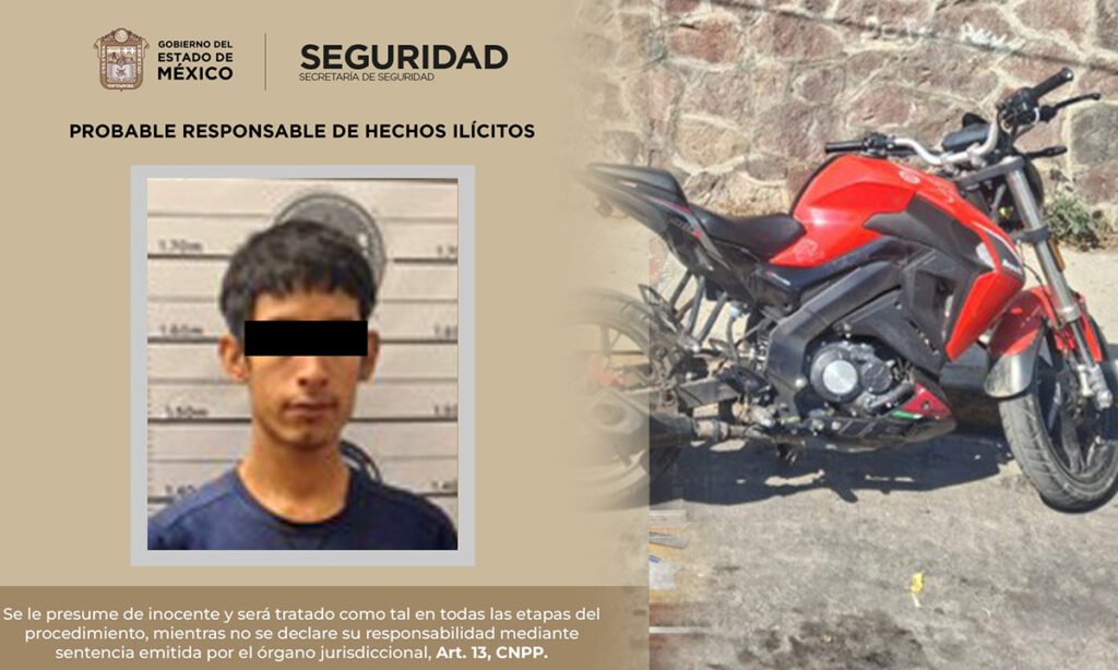 Persecución en Malinalco: motociclista interceptado con envoltorios de cristal