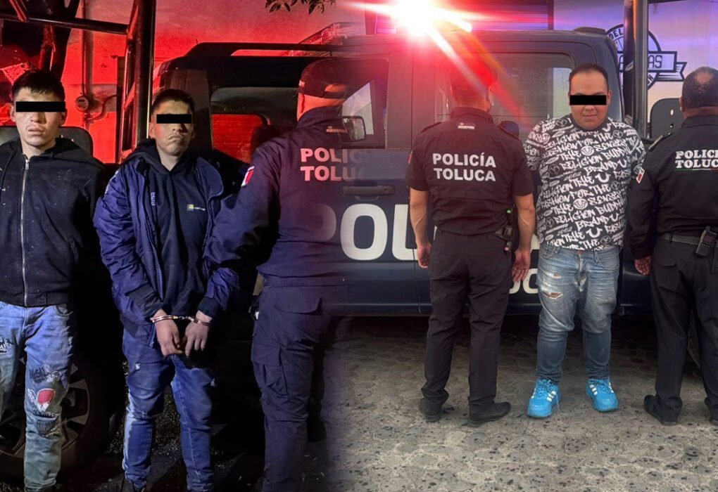Policía de Toluca captura a tres por robo a vivienda y vehículo