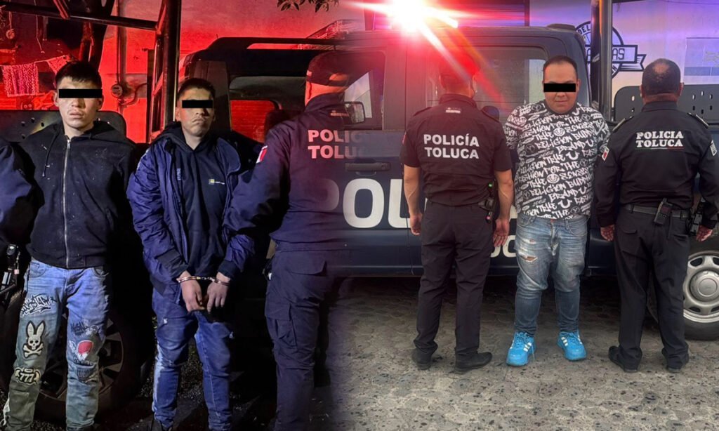 Policía de Toluca captura a tres por robo a vivienda y vehículo