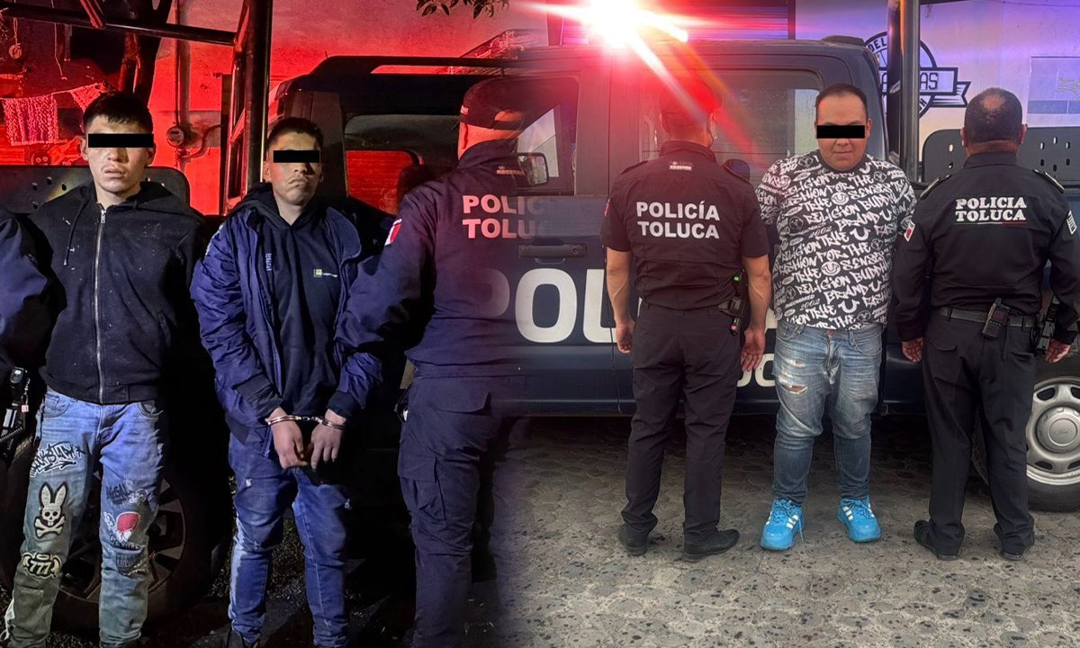 Policía de Toluca captura a tres por robo a vivienda y vehículo