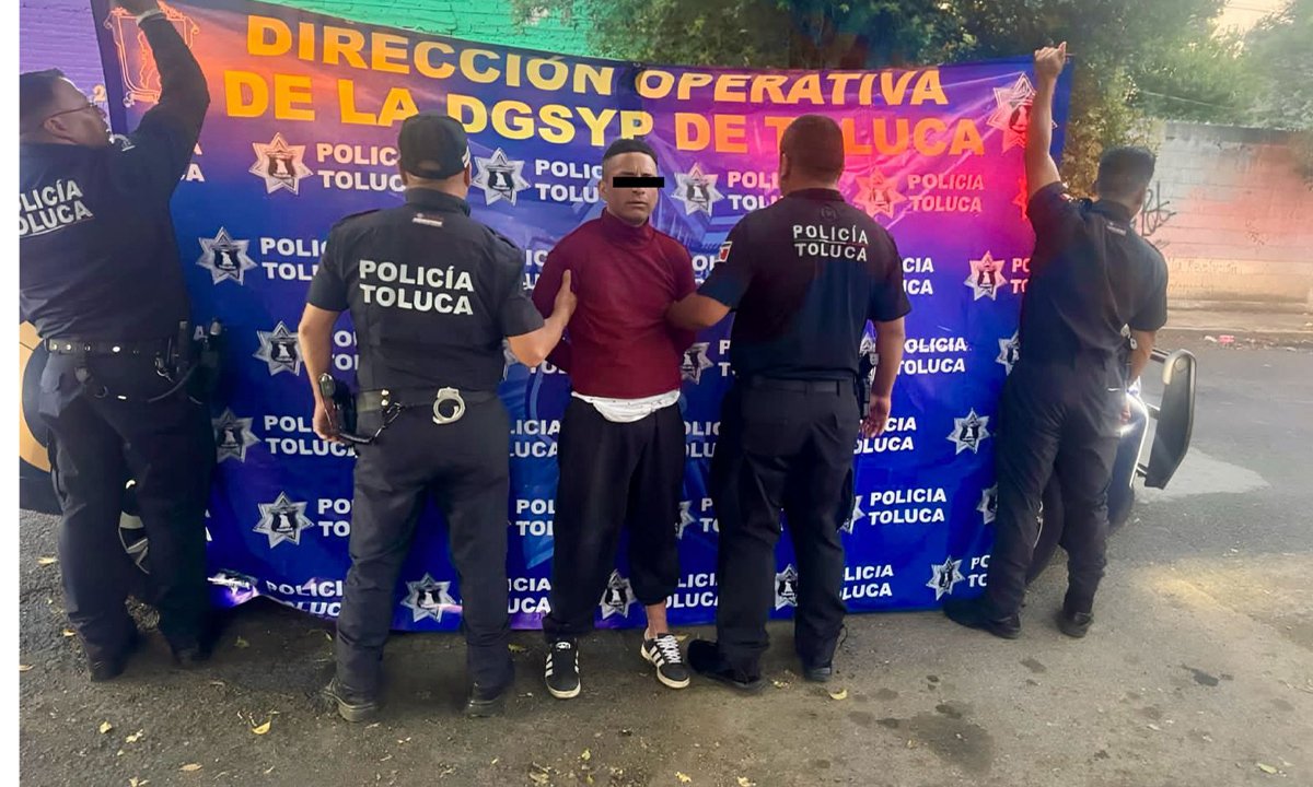 Policía de Toluca detiene a asaltante que intentó robar a repartidor