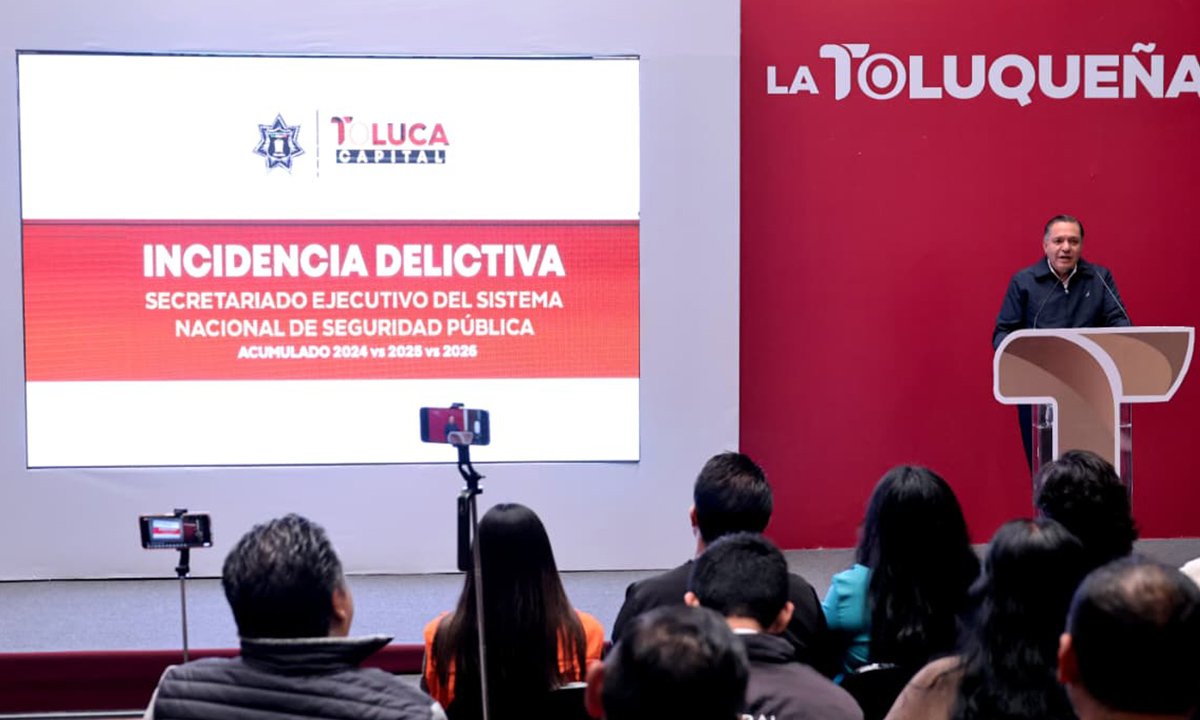 Ricardo Moreno anuncia desplome histórico de delitos en Toluca