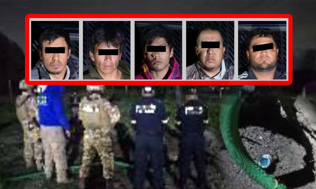 Cae banda de huachicoleros y toma clandestina, en Huehuetoca