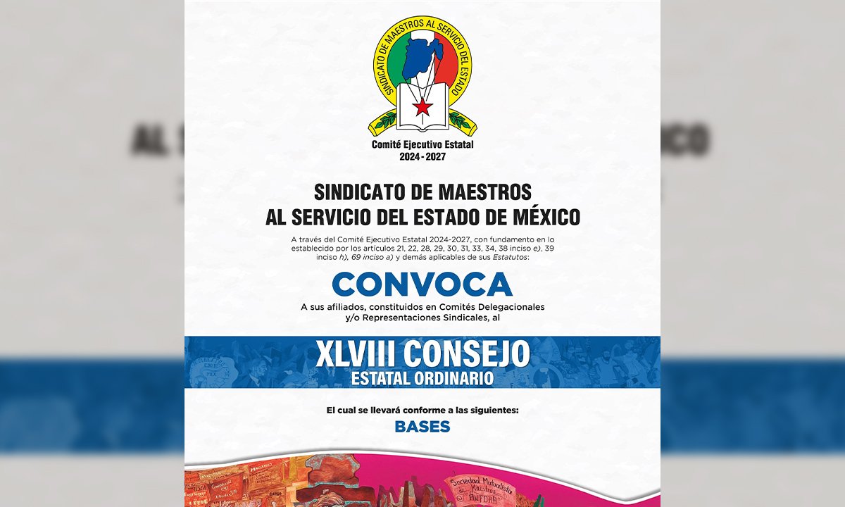 SMSEM convoca a Consejo Estatal; recibirá propuestas en 14 regiones