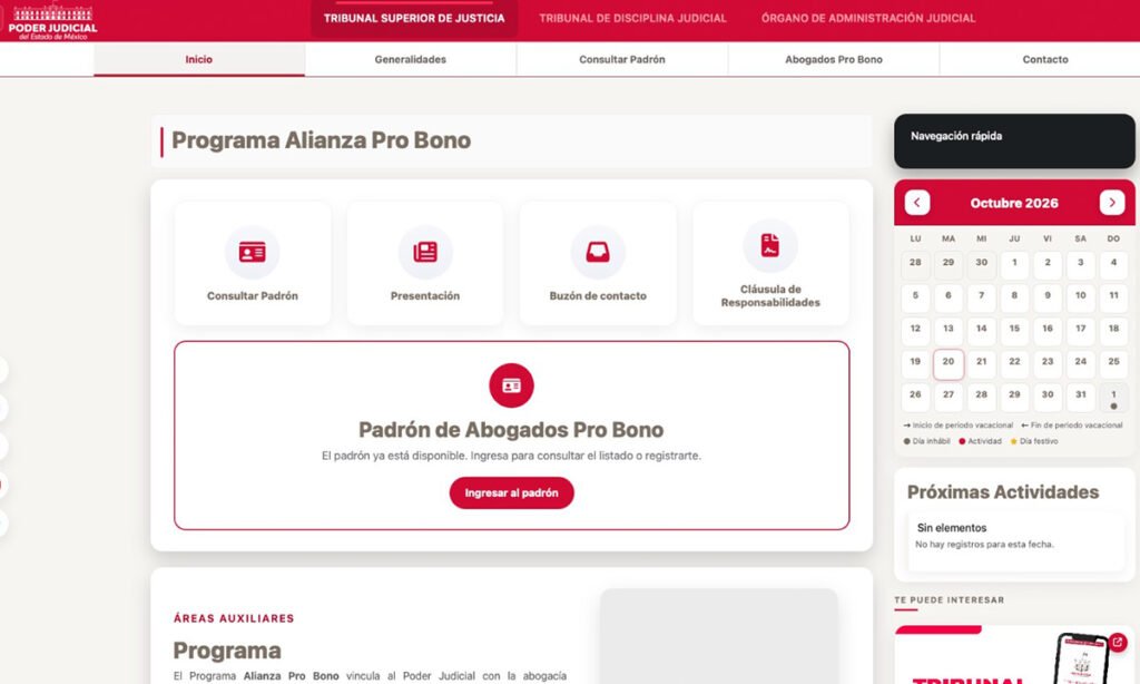 Abre PJEdomex registro de abogados para ofrecer defensa gratuita