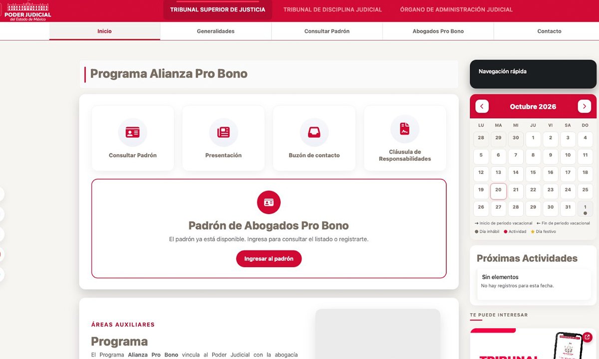 Abre PJEdomex registro de abogados para ofrecer defensa gratuita