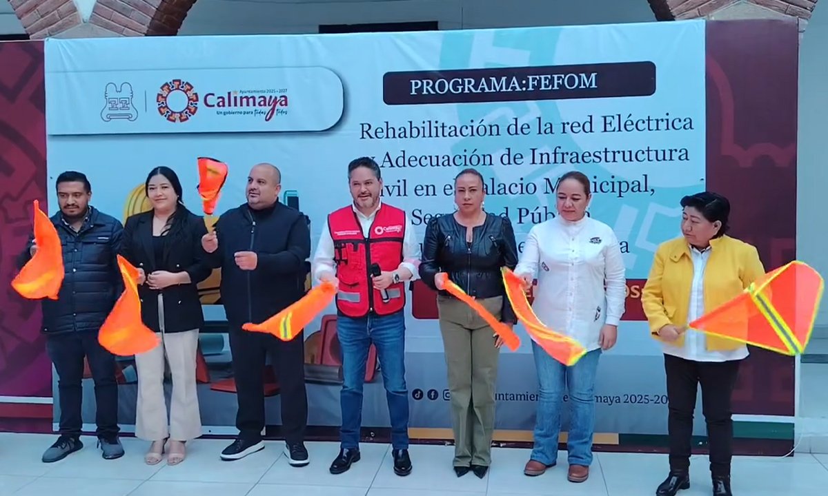 Rehabilitan red eléctrica del Palacio Municipal de Calimaya tras cortes de energía